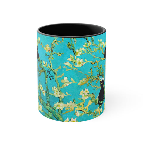 Van Gogh Almond Blossoms With Cats, Accent Coffee Mug, 11oz