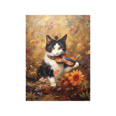 Melodic Feline Serenity, Unframed Satin Poster Print