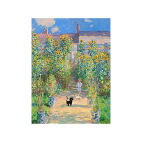 Monet's Garden at Vetheuil with the Cat, Unframed Satin Poster