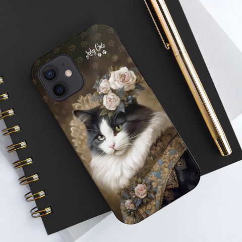 Victorian Cat with Roses, Cat iPhone case, Tough Phone Cases