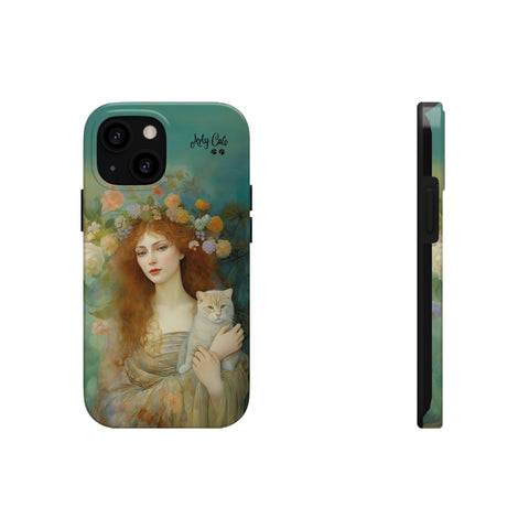 Spring's Fairy Tale, Enchanting Fairy with Her Cat iPhone case, Tough Phone Cases