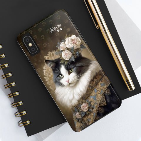 Victorian Cat with Roses, Cat iPhone case, Tough Phone Cases