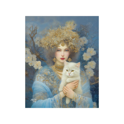 Snow Queen and her cat, Unframed Satin Poster