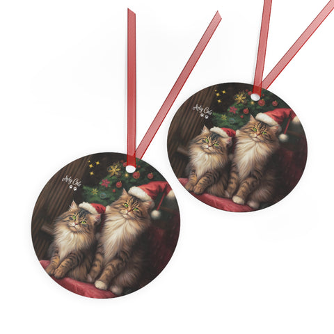 Purrfectly Festive Cats, Christmas Metal Ornaments