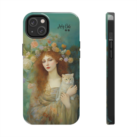 Spring's Fairy Tale, Enchanting Fairy with Her Cat iPhone case, Tough Phone Cases