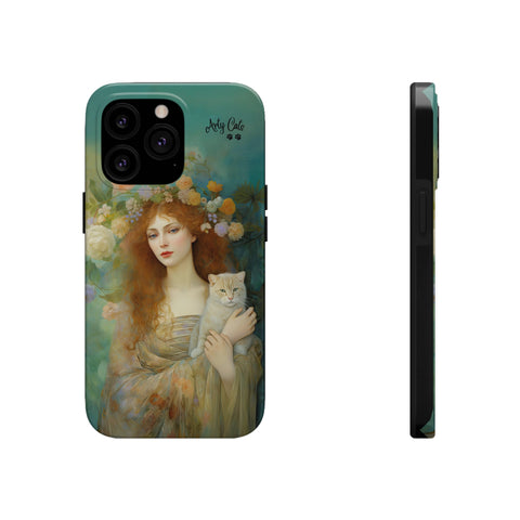 Spring's Fairy Tale, Enchanting Fairy with Her Cat iPhone case, Tough Phone Cases