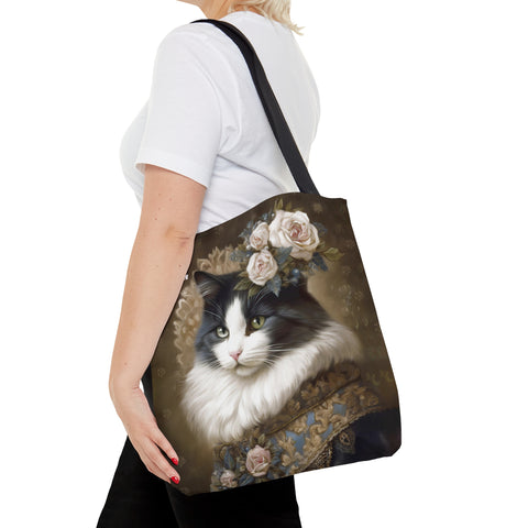 Victorian Cat with Roses, All Purpose Designer Tote Bag