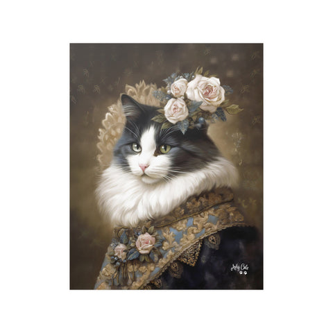 Victorian Cat with Roses, Unframed Satin Poster