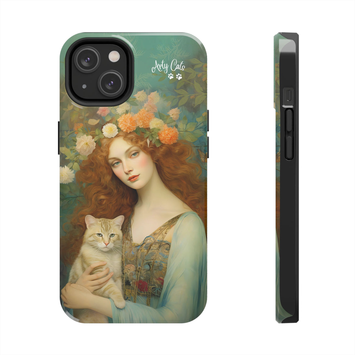 Blooming Serenity, Woman and The Cat, Cat iPhone case, Tough Phone Cases