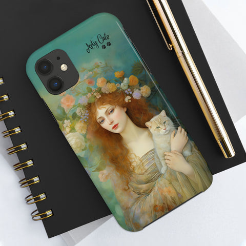 Spring's Fairy Tale, Enchanting Fairy with Her Cat iPhone case, Tough Phone Cases