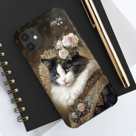 Victorian Cat with Roses, Cat iPhone case, Tough Phone Cases