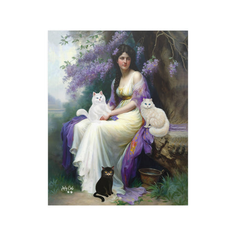 Lady of the Forest with her Cats, Unframed Printed Satin Poster