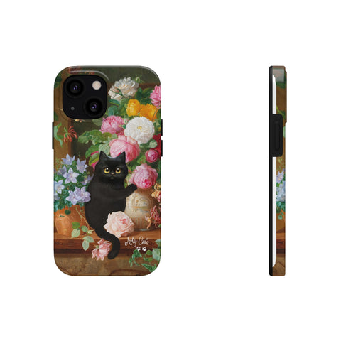 Cat Loves Roses, iPhone Case, Cat iPhone case, Tough Phone Cases