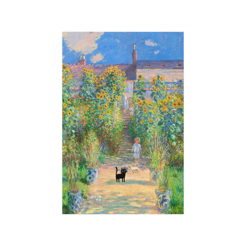 Monet's Garden at Vetheuil with the Cat, Unframed Satin Poster