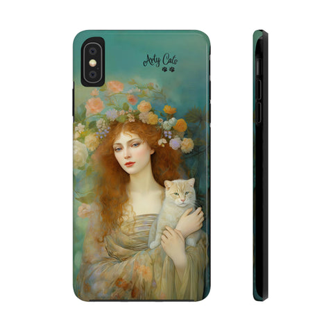 Spring's Fairy Tale, Enchanting Fairy with Her Cat iPhone case, Tough Phone Cases