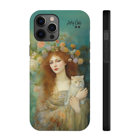 Spring's Fairy Tale, Enchanting Fairy with Her Cat iPhone case, Tough Phone Cases