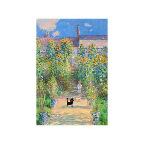 Monet's Garden at Vetheuil with the Cat, Unframed Satin Poster