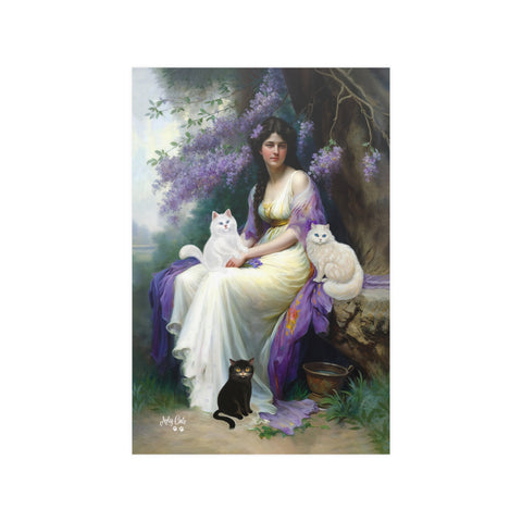 Lady of the Forest with her Cats, Unframed Printed Satin Poster