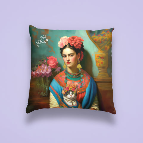 Tale of the Two Fridas, Art Print Spun Polyester Square Pillow