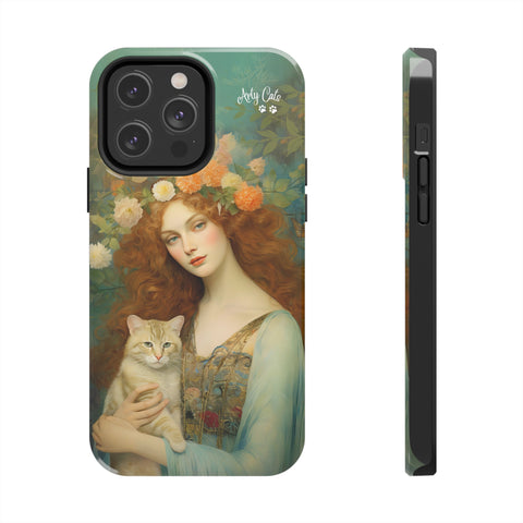 Blooming Serenity, Woman and The Cat, Cat iPhone case, Tough Phone Cases