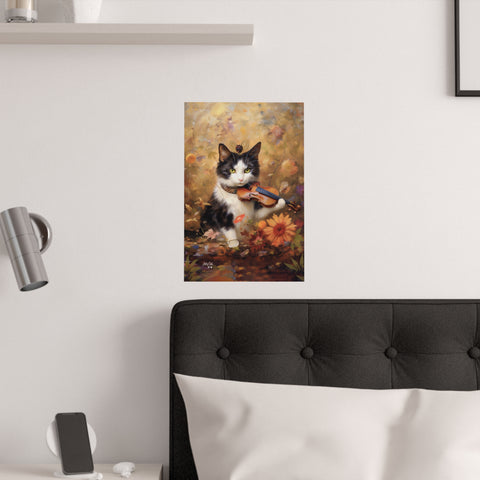 Melodic Feline Serenity, Unframed Satin Poster Print