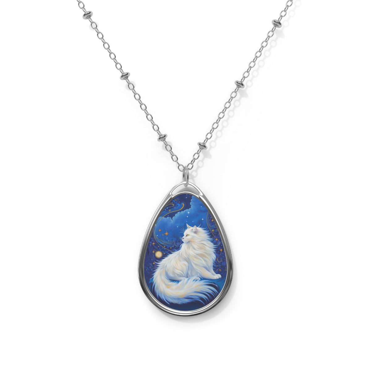 The Celestial Cat, Oval Necklace