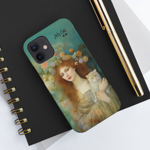 Spring's Fairy Tale, Enchanting Fairy with Her Cat iPhone case, Tough Phone Cases