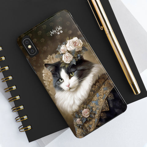 Victorian Cat with Roses, Cat iPhone case, Tough Phone Cases