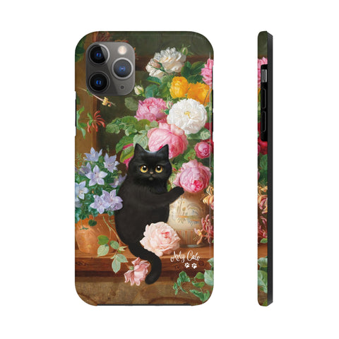 Cat Loves Roses, iPhone Case, Cat iPhone case, Tough Phone Cases