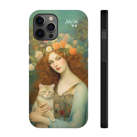 Blooming Serenity, Woman and The Cat, Cat iPhone case, Tough Phone Cases