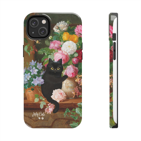 Cat Loves Roses, iPhone Case, Cat iPhone case, Tough Phone Cases