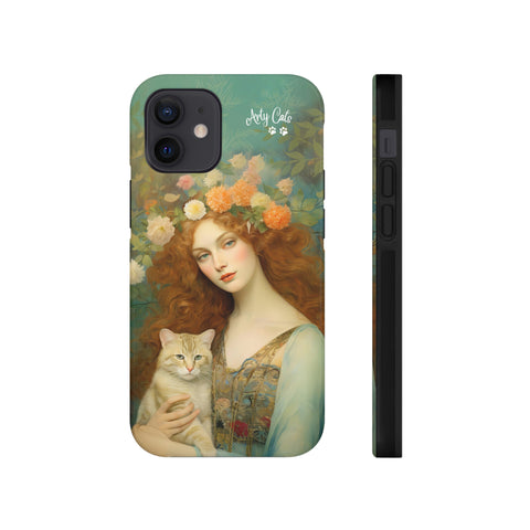 Blooming Serenity, Woman and The Cat, Cat iPhone case, Tough Phone Cases