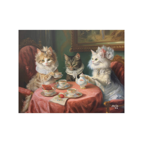 Purr-fectly Posh Cat-Tea Party, Unframed Satin Poster (210gsm)