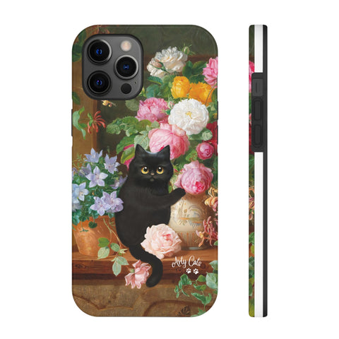 Cat Loves Roses, iPhone Case, Cat iPhone case, Tough Phone Cases