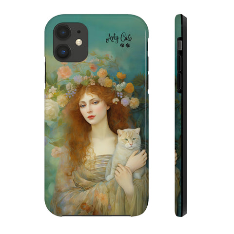 Spring's Fairy Tale, Enchanting Fairy with Her Cat iPhone case, Tough Phone Cases