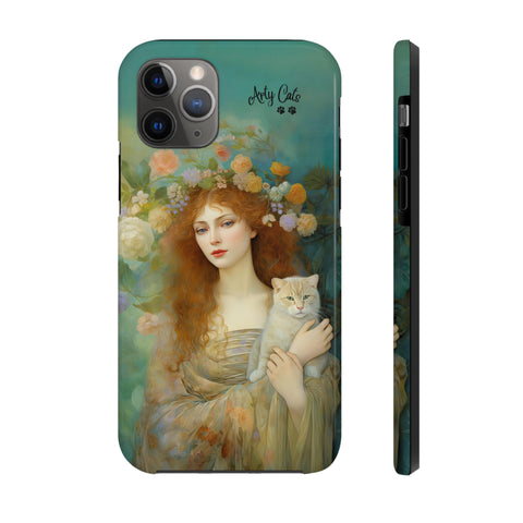 Spring's Fairy Tale, Enchanting Fairy with Her Cat iPhone case, Tough Phone Cases