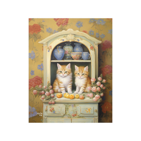 Cozy Kitchen Kittens, A Hutch Cabinet Tale, Unframed Satin Poster