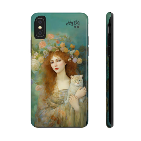 Spring's Fairy Tale, Enchanting Fairy with Her Cat iPhone case, Tough Phone Cases