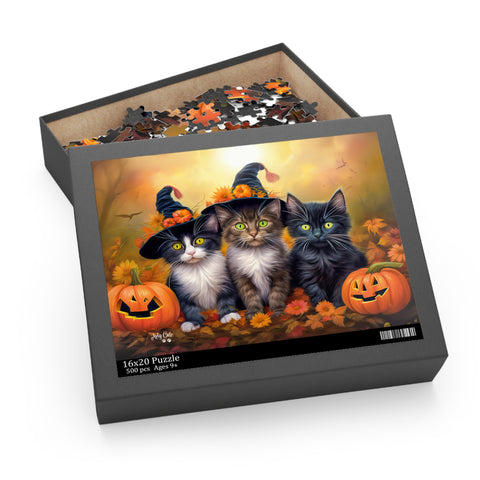 Halloween Kittens in Autumn Splendor, Jigsaw Puzzle 500-Piece