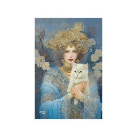 Snow Queen and her cat, Unframed Satin Poster