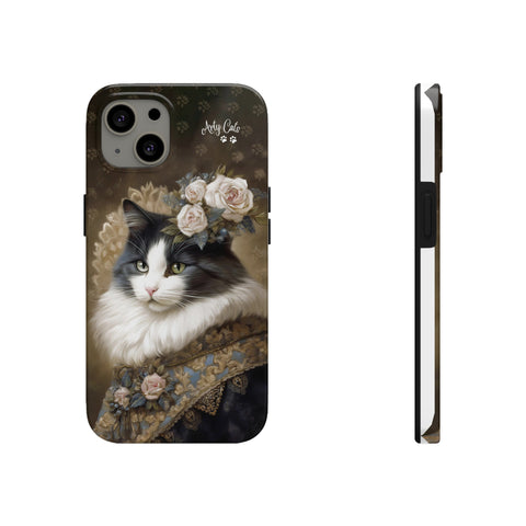 Victorian Cat with Roses, Cat iPhone case, Tough Phone Cases