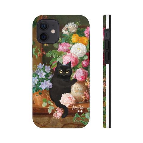 Cat Loves Roses, iPhone Case, Cat iPhone case, Tough Phone Cases