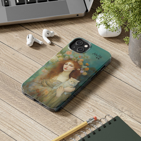 Spring's Fairy Tale, Enchanting Fairy with Her Cat iPhone case, Tough Phone Cases