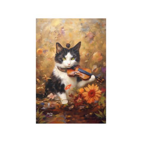 Melodic Feline Serenity, Unframed Satin Poster Print