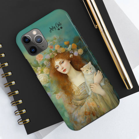 Spring's Fairy Tale, Enchanting Fairy with Her Cat iPhone case, Tough Phone Cases