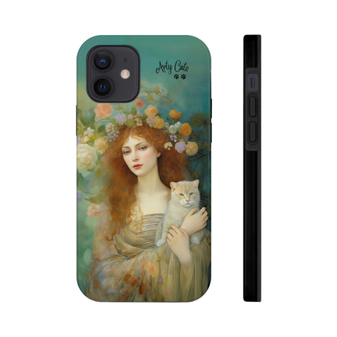 Spring's Fairy Tale, Enchanting Fairy with Her Cat iPhone case, Tough Phone Cases