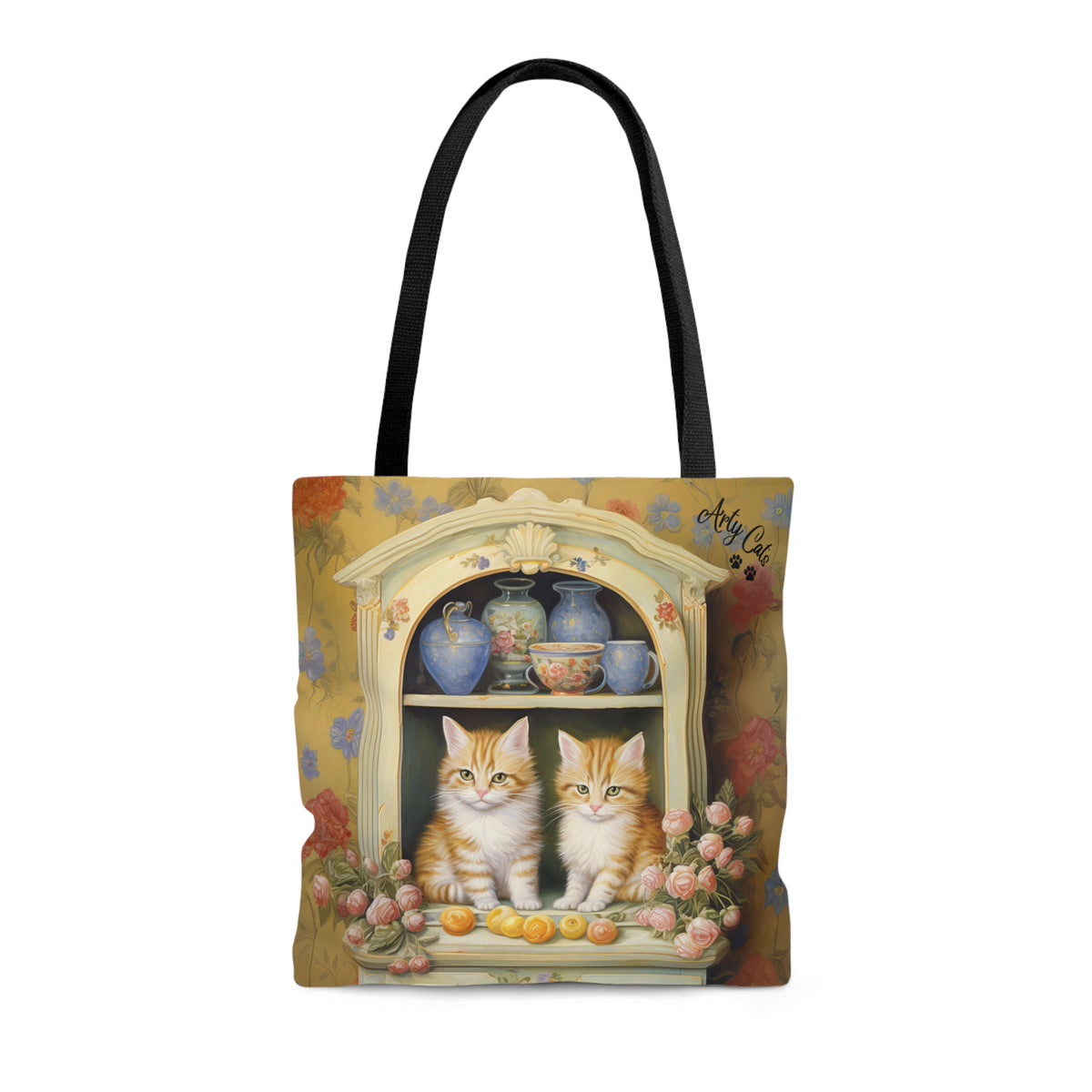 Cozy Kitchen Kittens, A Hutch Cabinet Tale, All Purpose Designer Tote Bag