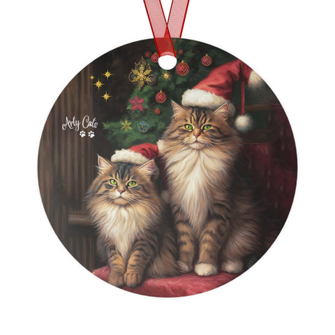 Purrfectly Festive Cats, Christmas Metal Ornaments