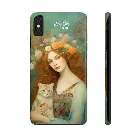 Blooming Serenity, Woman and The Cat, Cat iPhone case, Tough Phone Cases