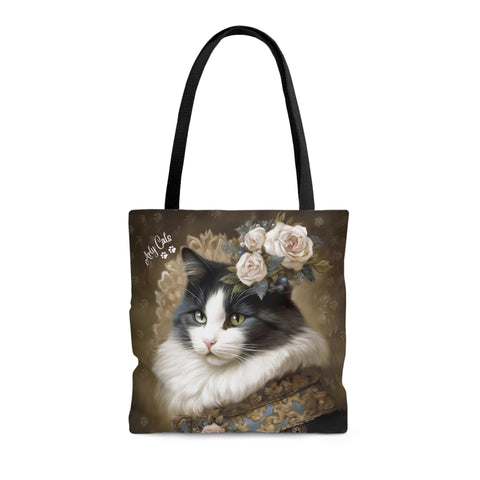 Victorian Cat with Roses, All Purpose Designer Tote Bag